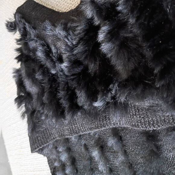 BCBGMAXAZRIA Black Rabbit Fur Bolero Shrug Vest Vintage | Size M - Picture 3 of 5